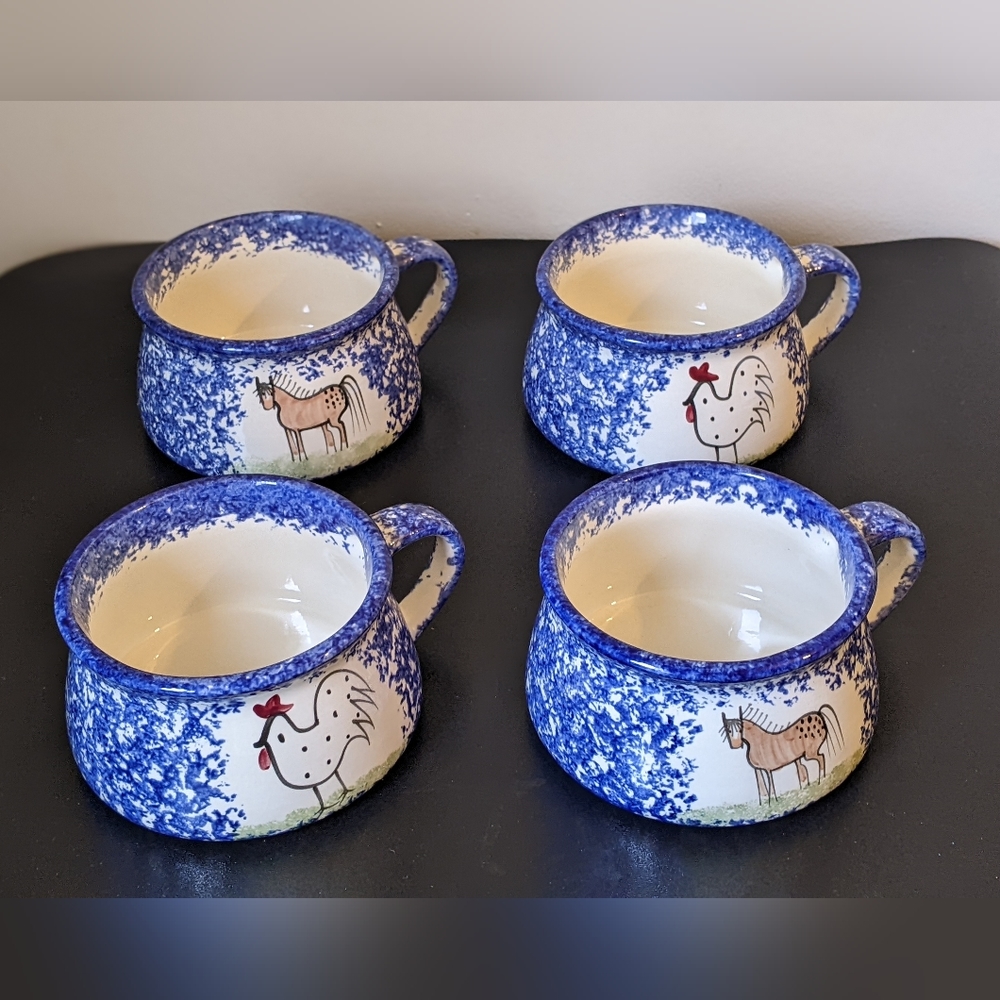 NWOB Molly Dallas Horse & Chicken Soup Bowl Mug with Handle